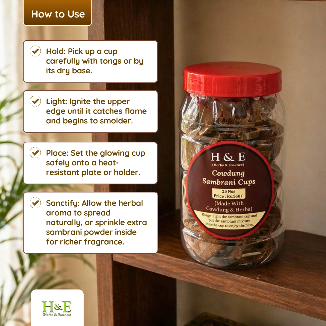 Sambrani Cups - Cowdung & Herbs - Small(25 Pcs)